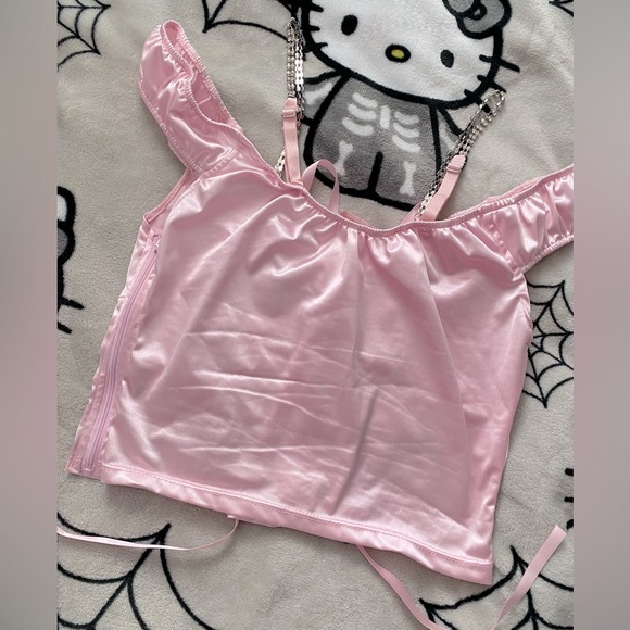 Sugar Thrillz satin lace up top - Picture 3 of 3